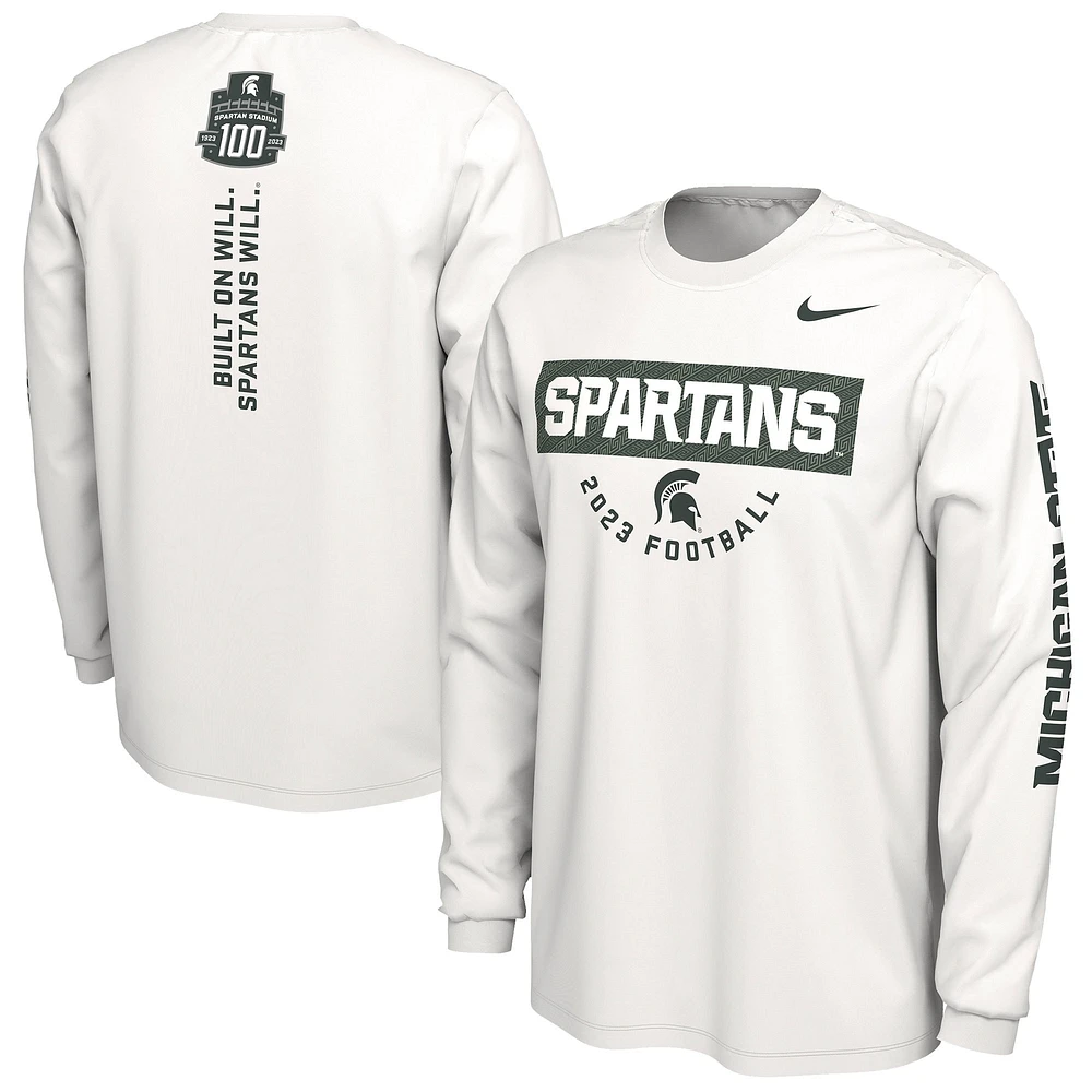 Men's Nike White Michigan State Spartans 2023 Fan Long Sleeve T-Shirt