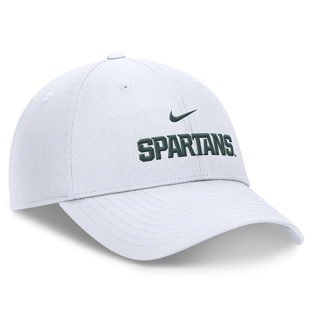 Casquette ajustable Nike Michigan State Spartans 2024/25 On-Field Club Performance pour homme, blanche