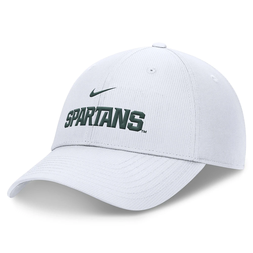 Casquette ajustable Nike Michigan State Spartans 2024/25 On-Field Club Performance pour homme, blanche