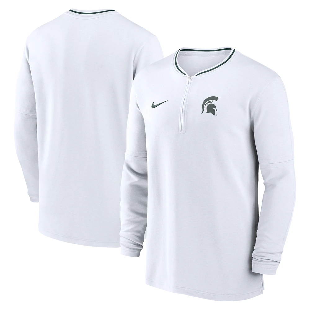 Haut à manches longues demi-zip Nike pour homme Michigan State Spartans 2024 Sideline Coach Performance