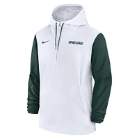 Men's Nike White Michigan State Spartans 2024 Sideline Pregame Player Half-Zip Hoodie