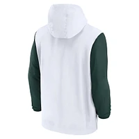 Men's Nike White Michigan State Spartans 2024 Sideline Pregame Player Half-Zip Hoodie