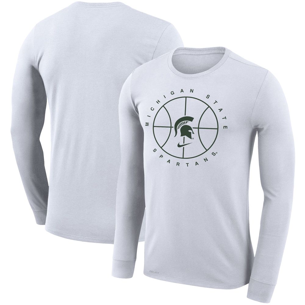 Men's Nike White Michigan State Spartans Basketball Icon Legend Performance Long Sleeve T-Shirt