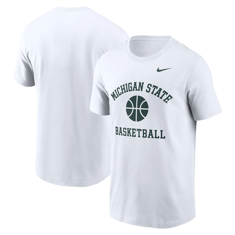 T-shirt de basket-ball Nike blanc pour homme Michigan State Spartans Icon