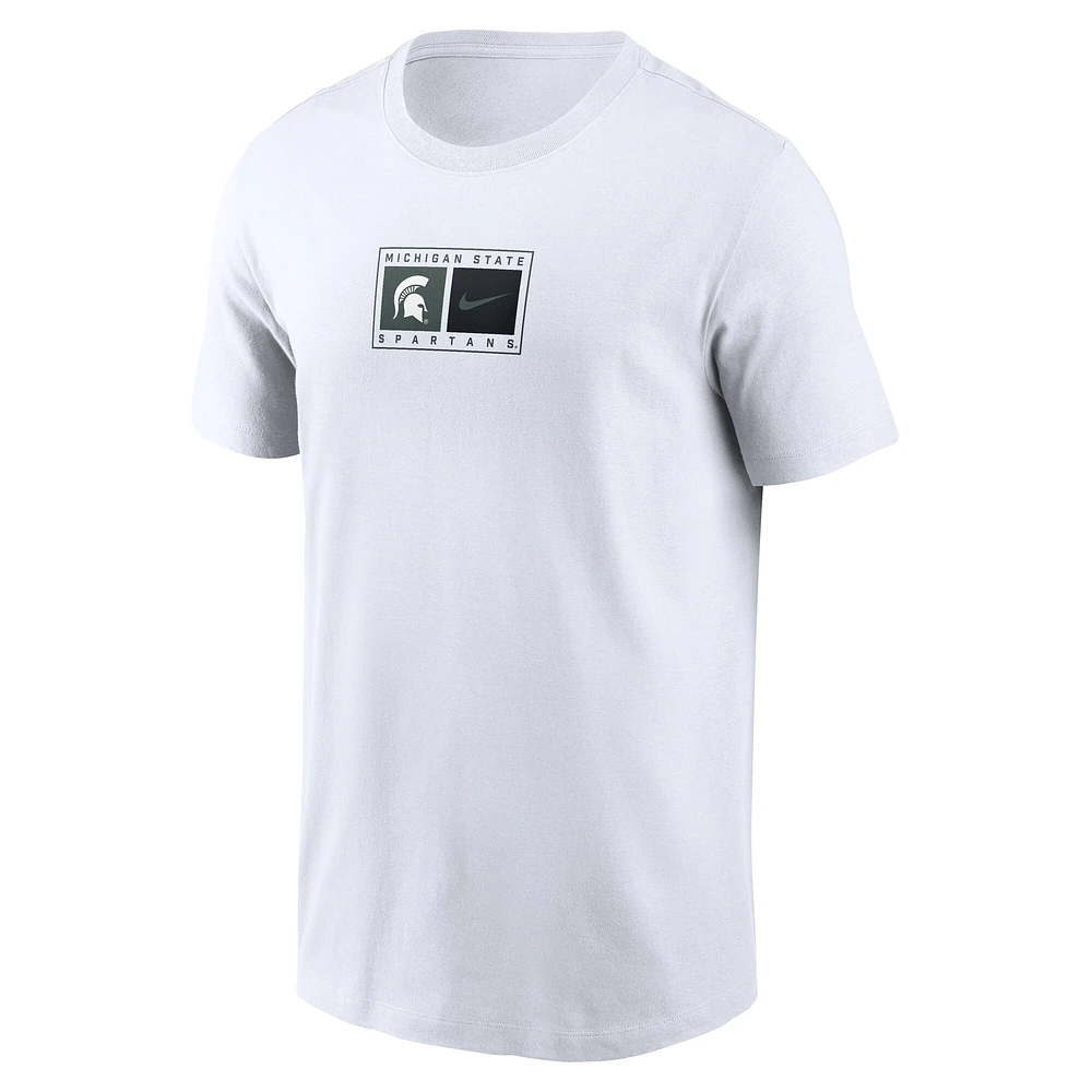 T-shirt Nike blanc pour homme avec logo Swoosh des Spartans de l'État du Michigan
