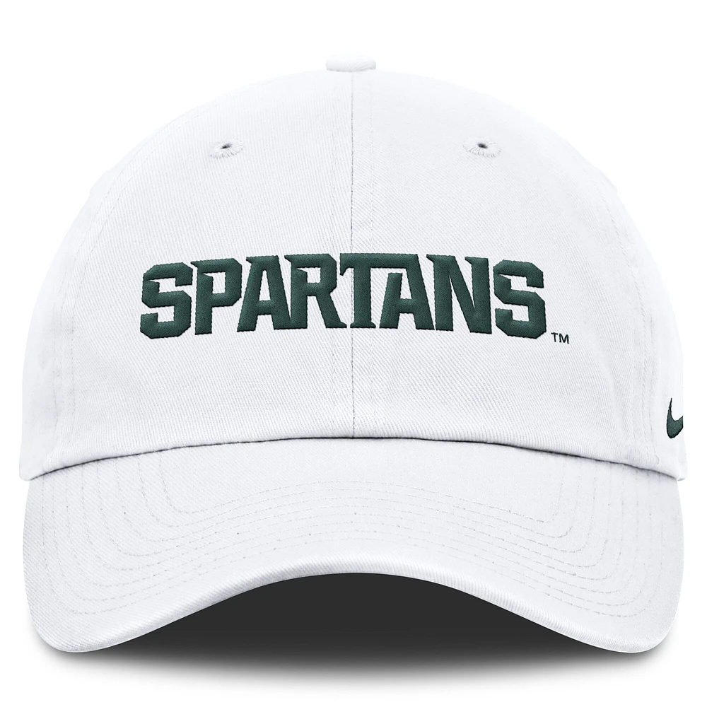 Casquette ajustable blanche pour homme avec logo de mascotte du Michigan State Spartans Core Club Nike