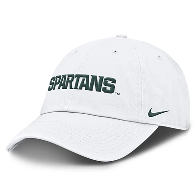Casquette ajustable blanche pour homme avec logo de mascotte du Michigan State Spartans Core Club Nike