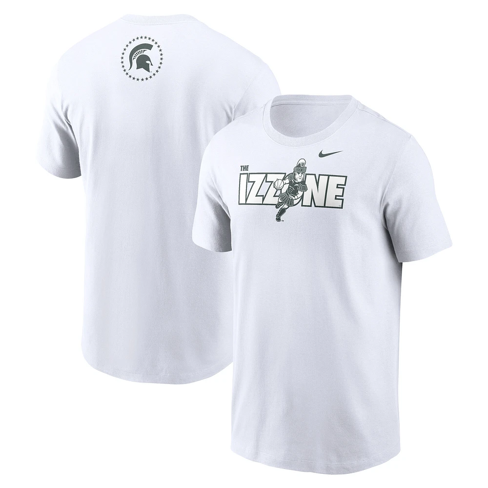 T-shirt à col rond Nike Michigan State Spartans IZZONE pour homme blanc