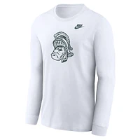 Men's Nike White Michigan State Spartans Legacy Primary Logo Long Sleeve T-Shirt