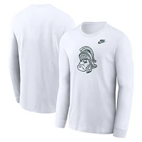 Men's Nike White Michigan State Spartans Legacy Primary Logo Long Sleeve T-Shirt