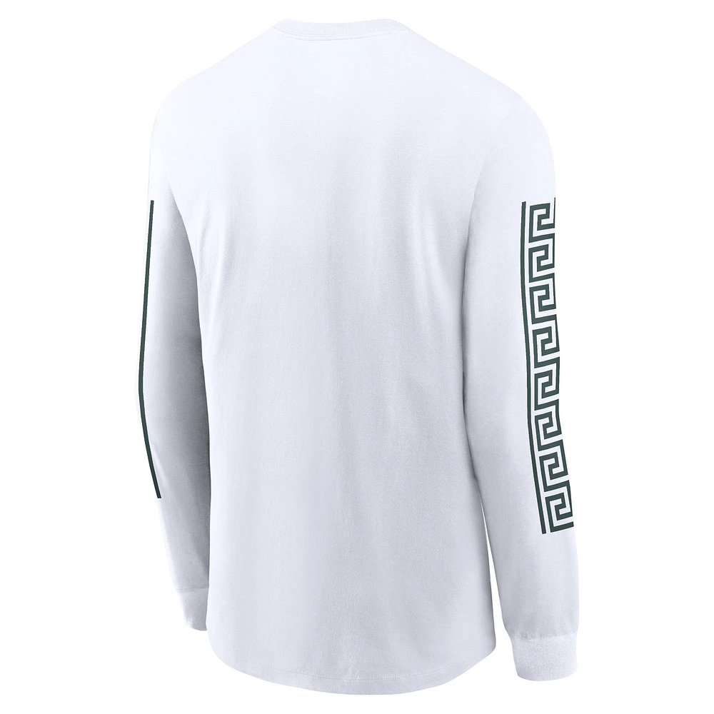 Men's Nike White Michigan State Spartans Local Spirit Slogan Long Sleeve T-Shirt