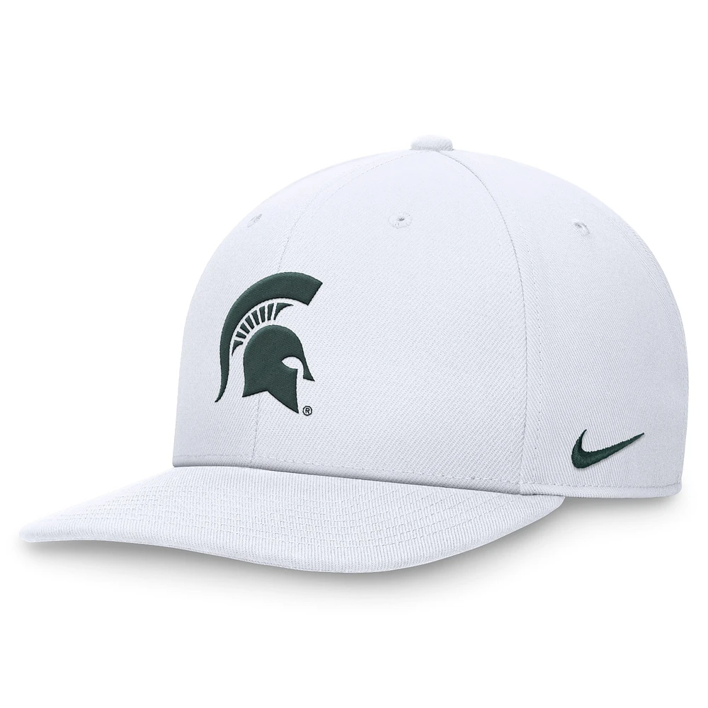 Casquette Snapback Nike Michigan State Spartans On-Field Pro Bill pour homme blanche