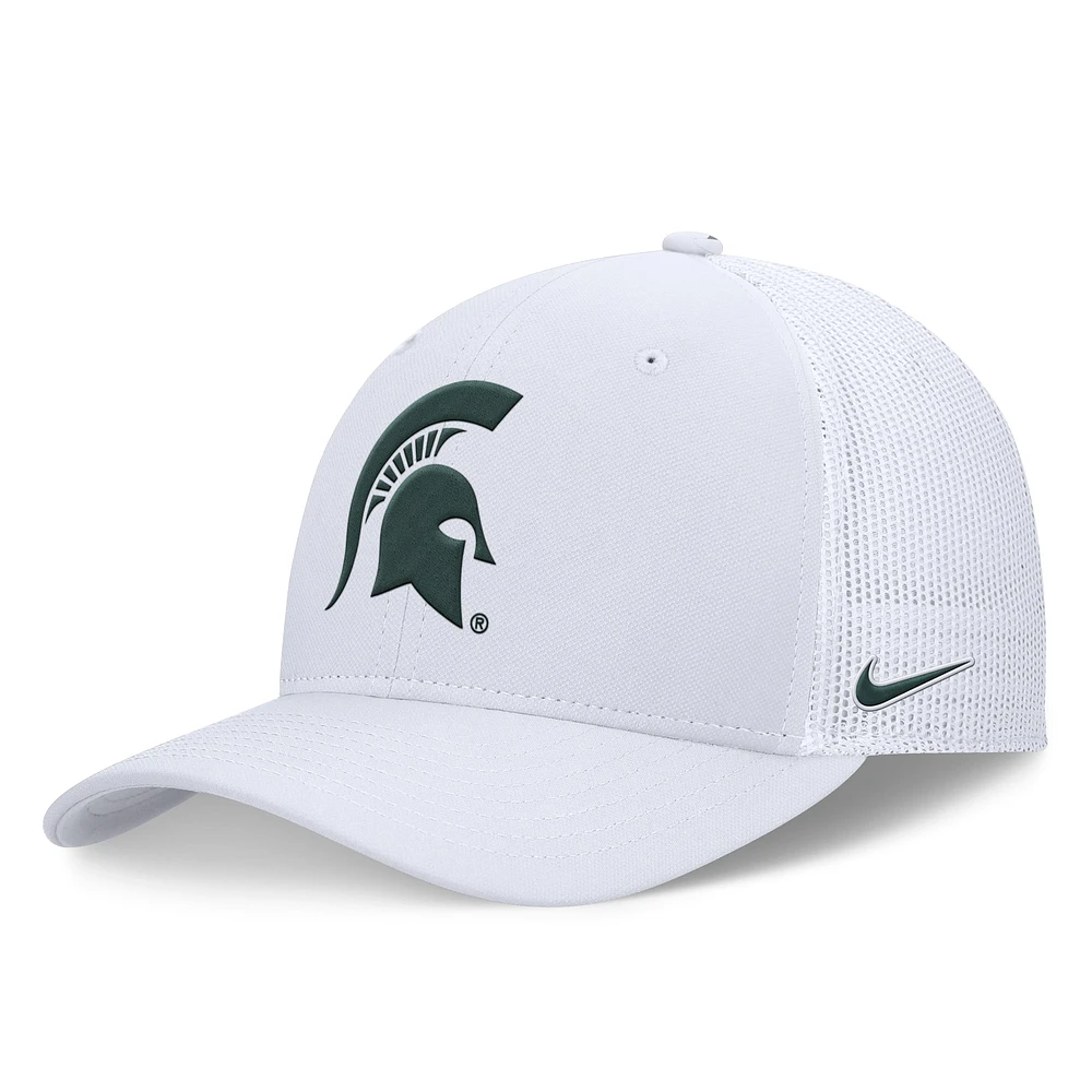 Casquette Nike Michigan State Spartans On-Field Rise Futura Performance Flex pour homme blanche