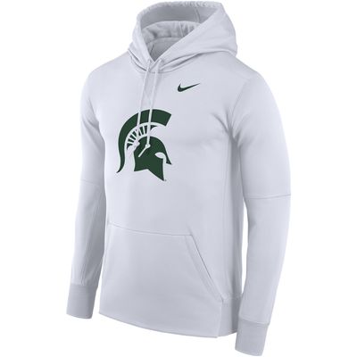 Men's Nike White Michigan State Spartans Performance Pullover Hoodie