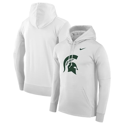 Men's Nike White Michigan State Spartans Performance Pullover Hoodie