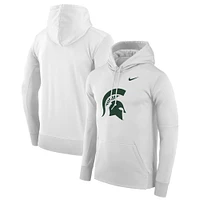 Men's Nike White Michigan State Spartans Performance Pullover Hoodie