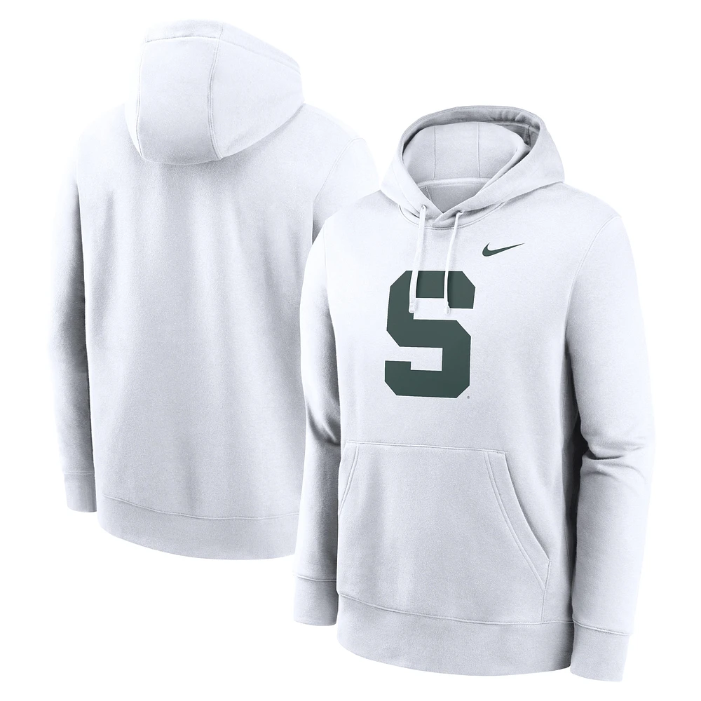 Sweat à capuche en polaire Nike Michigan State Spartans Primetime Alternate Logo Club pour homme, blanc