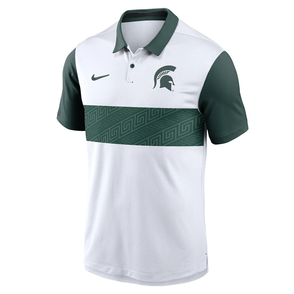 Men's Nike White Michigan State Spartans Primetime Campus Vapor Performance Polo