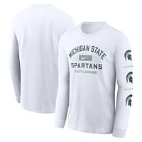 T-shirt à manches longues Nike blanc Michigan State Spartans Primetime Classic Location pour homme