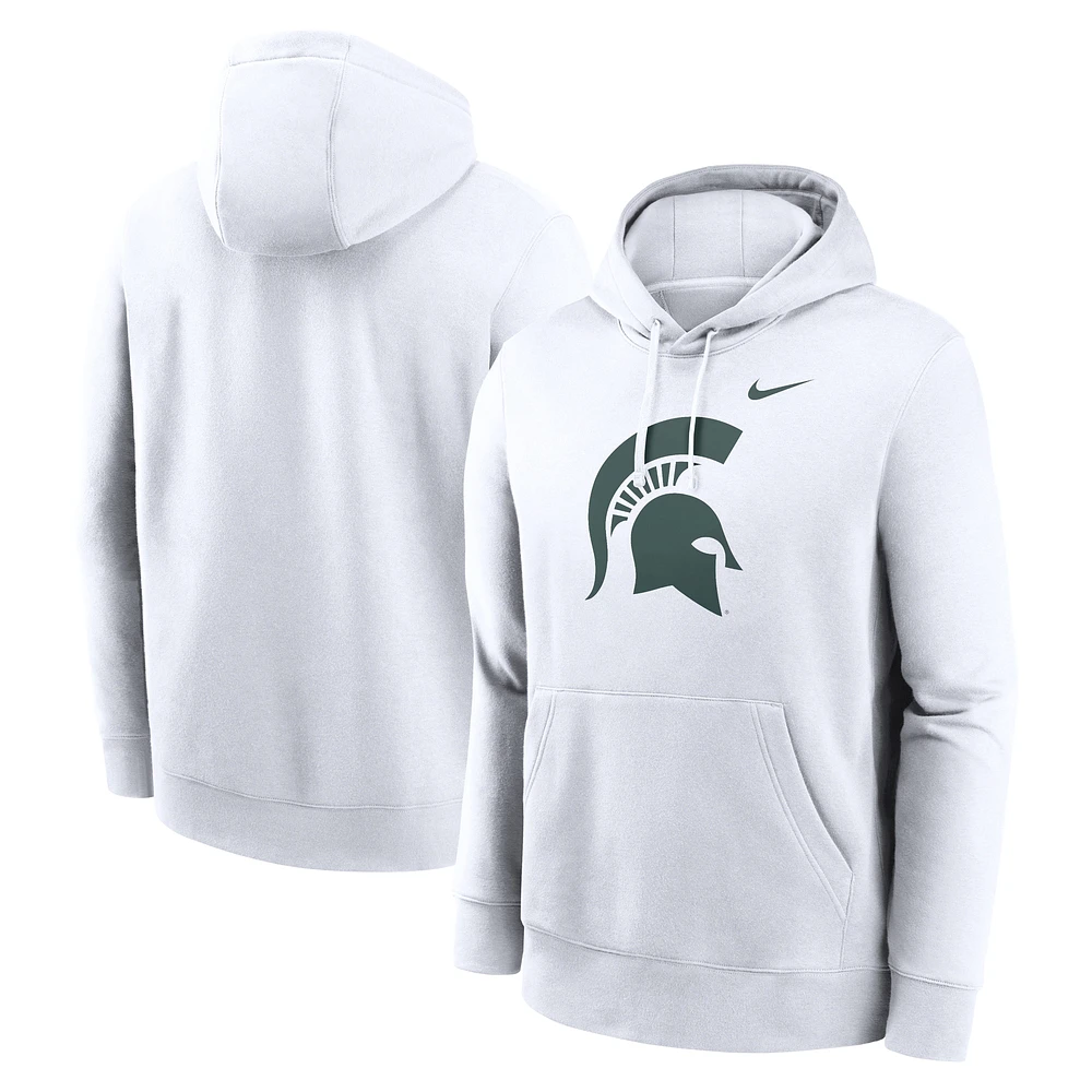 Men's Nike White Michigan State Spartans Primetime Club Fleece Pullover Hoodie