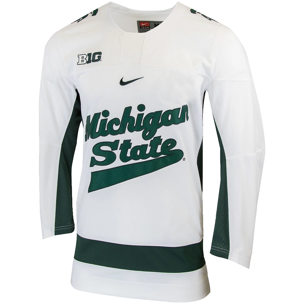 Chandail de hockey collégial Nike Michigan State Spartans Replica pour homme, blanc