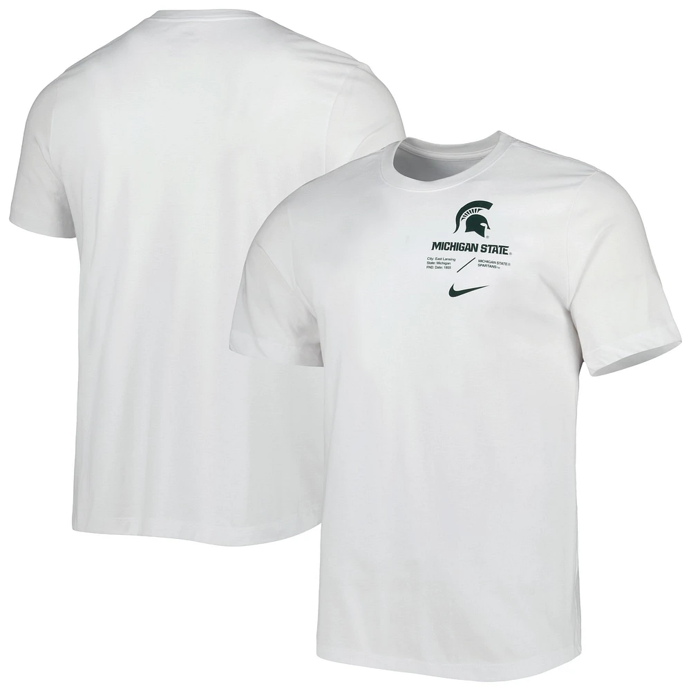 Men's Nike White Michigan State Spartans Team Practice Performance T-Shirt
