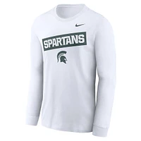 Men's Nike White Michigan State Spartans Two-Hit Classic Location Long Sleeve T-Shirt