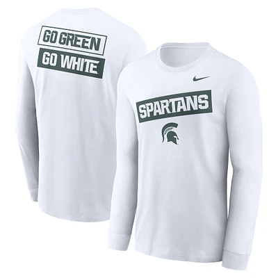 Men's Nike White Michigan State Spartans Two-Hit Classic Location Long Sleeve T-Shirt