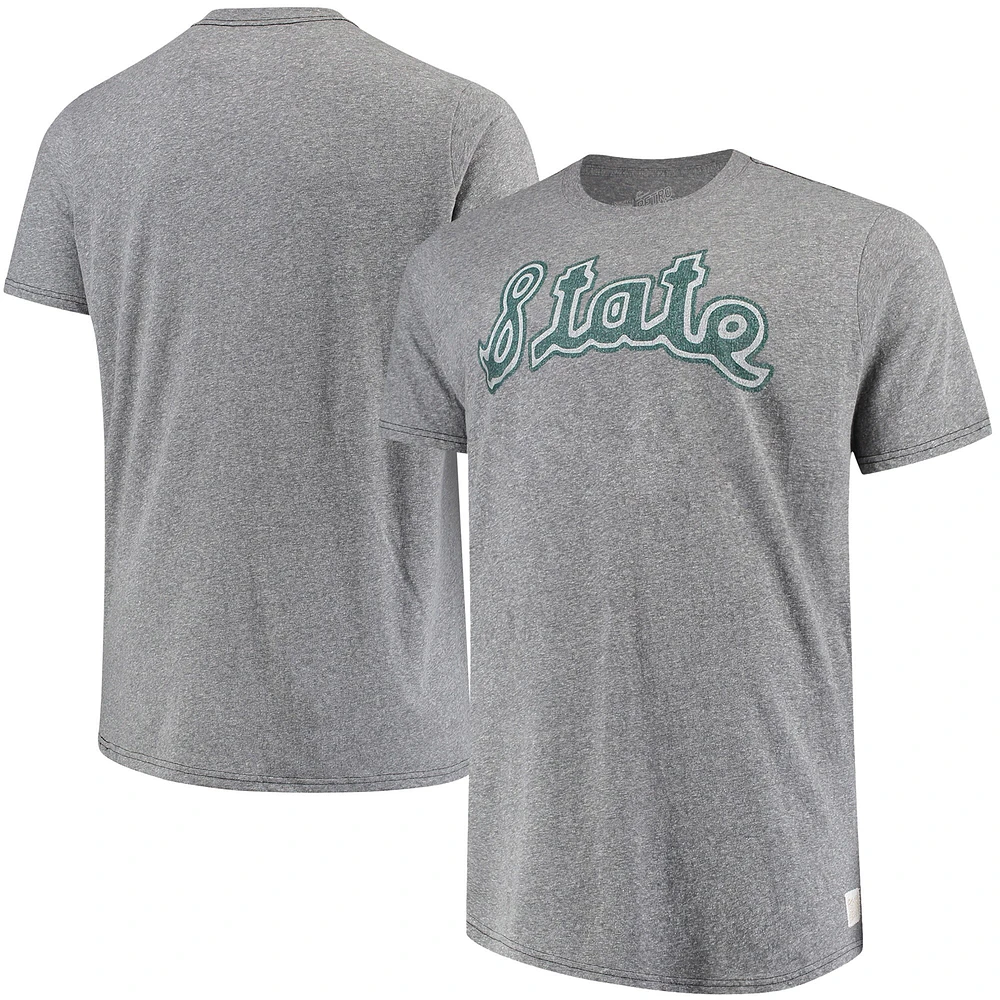 Men's Original Retro Brand Gray Michigan State Spartans Big & Tall Tri-Blend T-Shirt