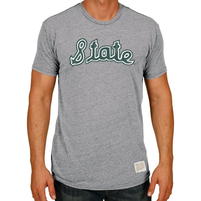 T-shirt à trois mélanges pour homme Original Retro Brand gris Michigan State Spartans Big & Tall