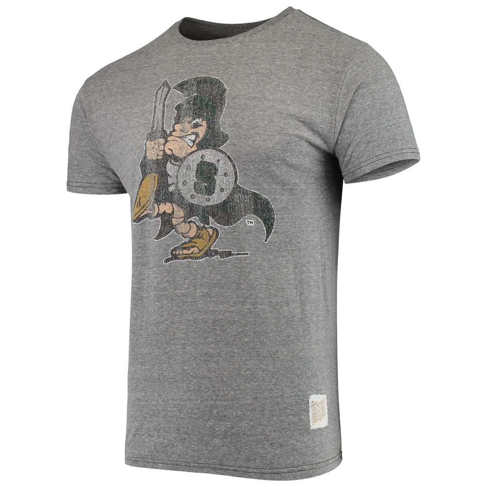 Men's Original Retro Brand Heathered Gray Michigan State Spartans Vintage Logo Tri-Blend T-Shirt