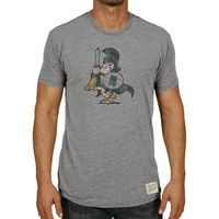 Men's Original Retro Brand Heathered Gray Michigan State Spartans Vintage Logo Tri-Blend T-Shirt
