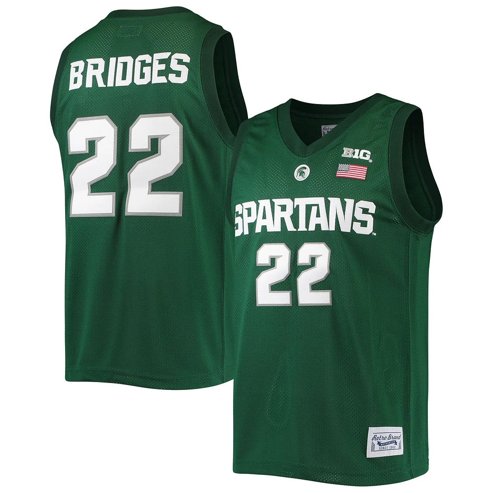 Maillot de basket-ball classique commémoratif pour hommes, marque rétro originale, Miles Bridges, vert, Michigan State Spartans, anciens élèves