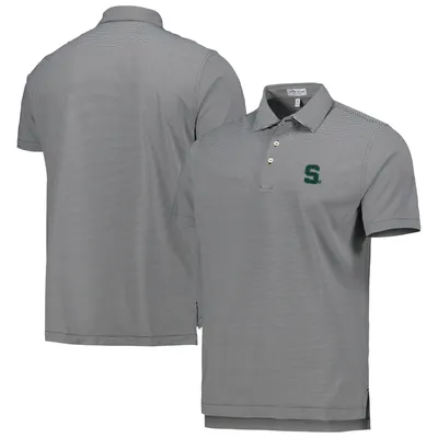 Michigan State Spartans Peter Millar Jubilee Striped Performance Jersey Polo - Black