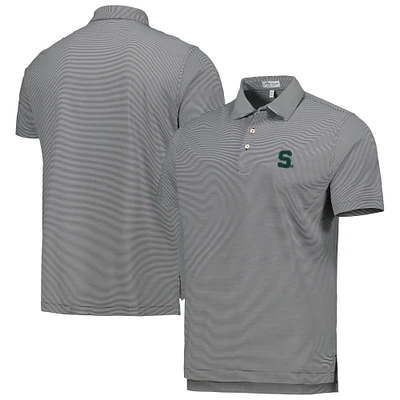 Men's Peter Millar Black Michigan State Spartans Jubilee Striped Performance Jersey Polo