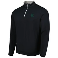 Men's Peter Millar Black Michigan State Spartans Perth Performance Quarter-Zip Top