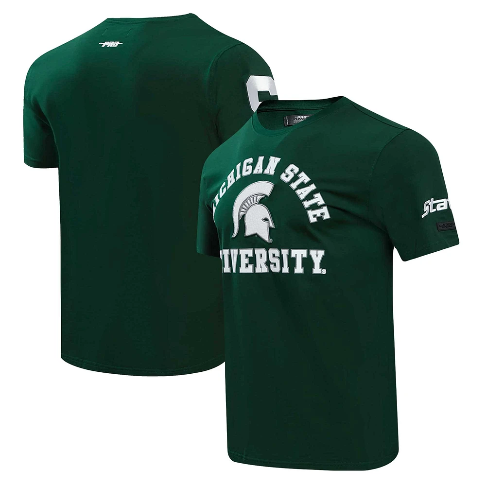 T-shirt vert classique avec logo empilé des Spartans de l'État du Michigan Pro Standard pour hommes