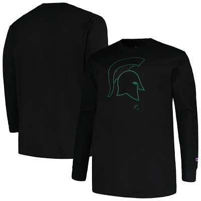 Men's Profile Black Michigan State Spartans Big & Tall Pop Long Sleeve T-Shirt