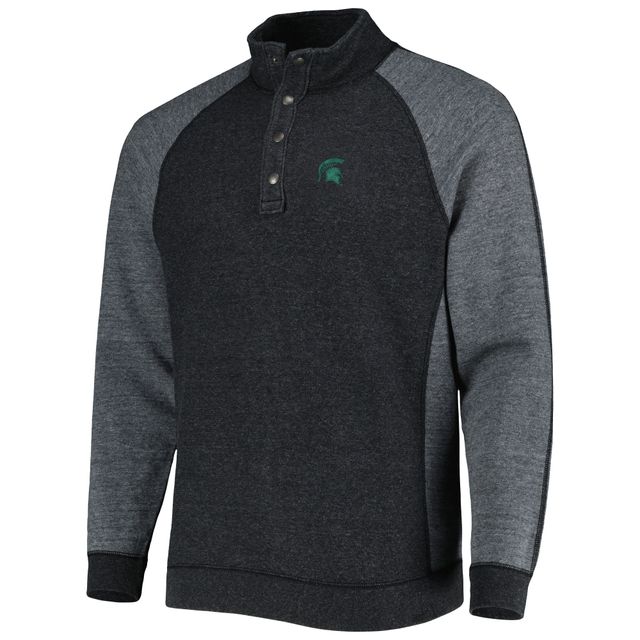Tommy Bahama Homme Noir Michigan State Spartans Sport Scrimmage Snap Mock Neck Raglan Button-Up Jacket