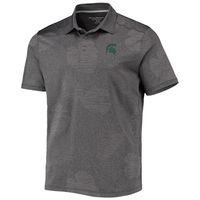 Men's Tommy Bahama Charcoal Michigan State Spartans Palm Coast Delray Frond IslandZone Allover Print Polo