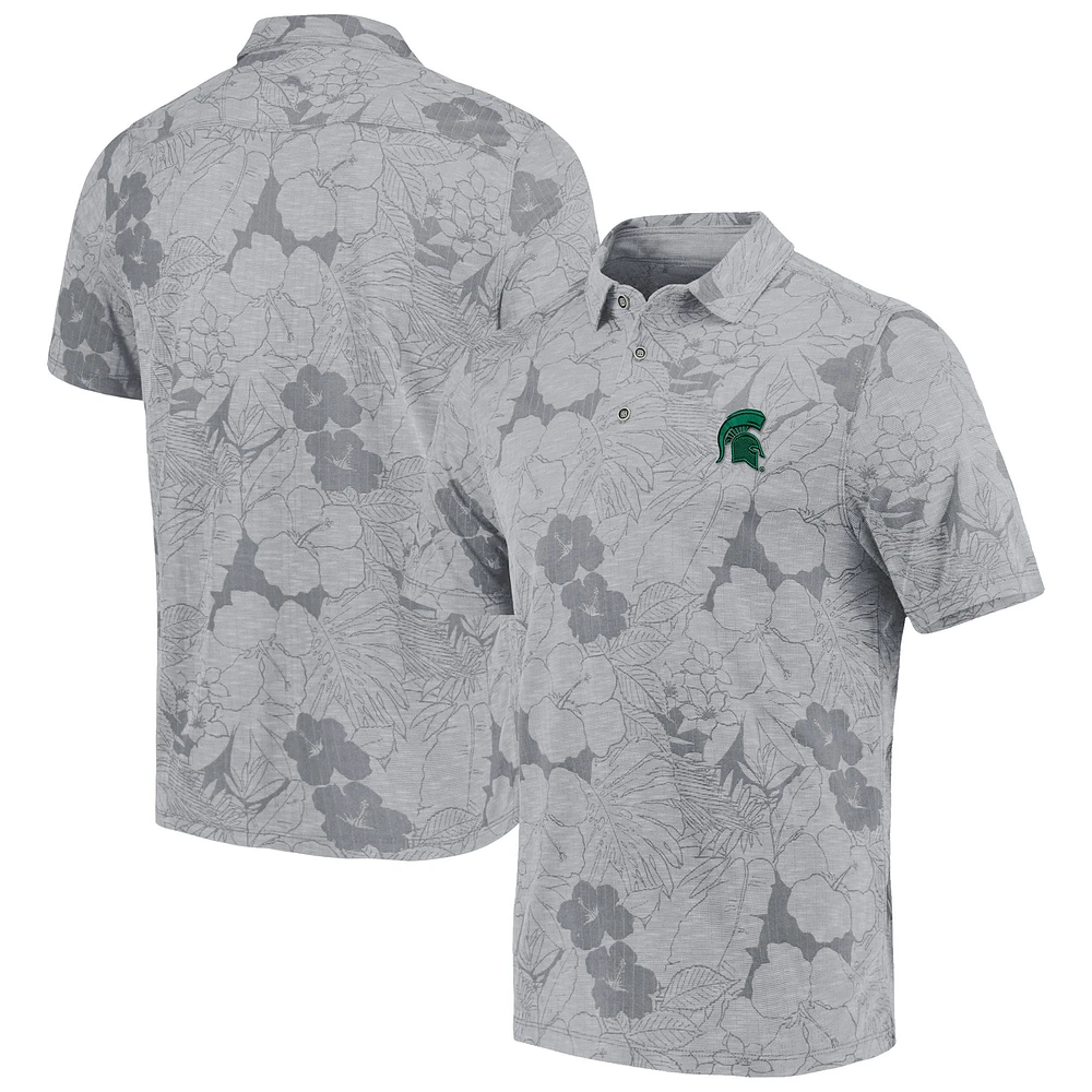 Men's Tommy Bahama Gray Michigan State Spartans Miramar Blooms Polo