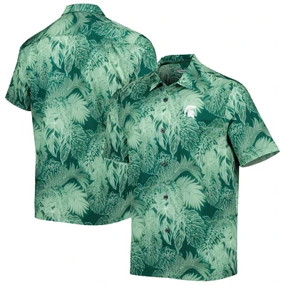 Tommy Bahama Green Michigan State Spartans Big & Tall Coast Luminescent Fronds IslandZone Chemise de camp boutonnée