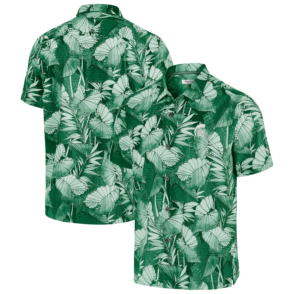 Chemise boutonnée verte Tommy Bahama pour homme Michigan State Spartans Big & Tall Coast Nuevo Fronds IslandZone