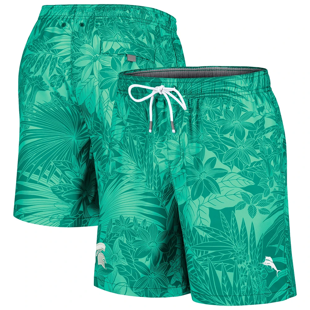 Men's Tommy Bahama Green Michigan State Spartans Santiago Palms Board Shorts