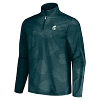 Men's Tommy Bahama Green Michigan State Spartans Sport Delray Frond Quarter-Zip Jacket