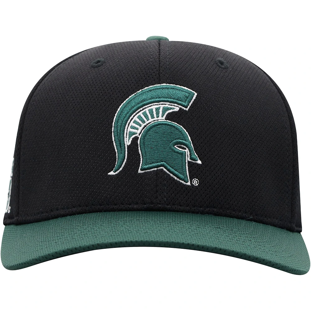 Casquette Homme Top of the World Noir/Vert Michigan State Spartans Two-Tone Reflex Hybrid Tech Flex