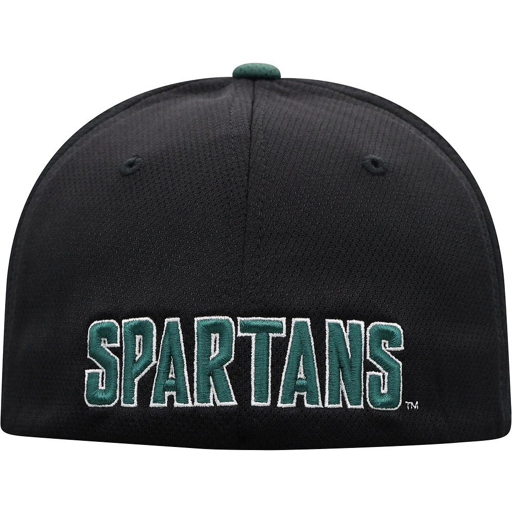 Casquette Homme Top of the World Noir/Vert Michigan State Spartans Two-Tone Reflex Hybrid Tech Flex