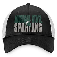 Men's Top of the World Black/White Michigan State Spartans Stockpile Trucker Snapback Hat