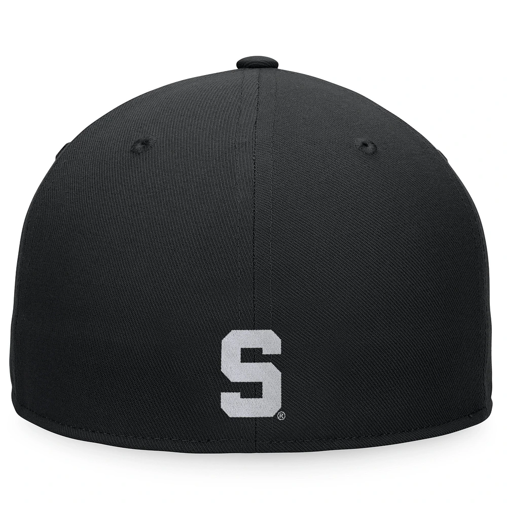 Men's Top of the World Black Michigan State Spartans Fitted Hat