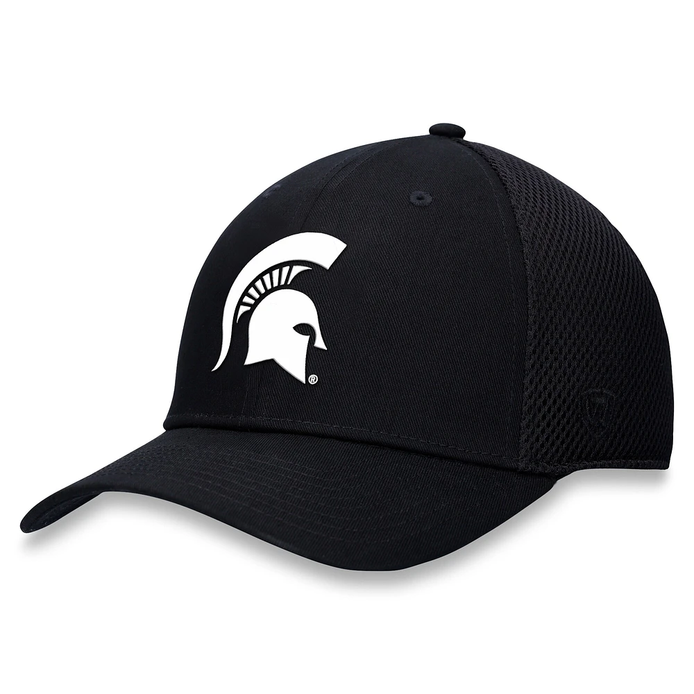 Men's Top of the World Black Michigan State Spartans Spacer Flex Hat